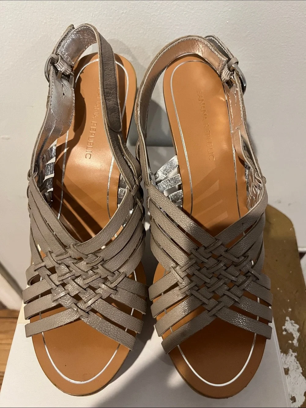 Banana Republic Gray Woven Slingback Sandals - Neutral Taupe